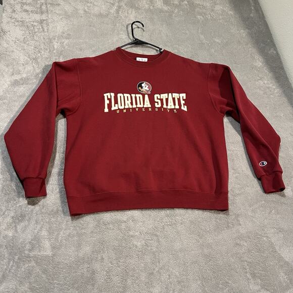 Florida State Smeinoles Sweatshirt Mens Large Red Champion Crewneck FSU - Picture 1 of 5